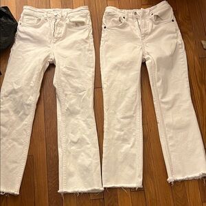 2 pairs of Zara white size 4 jeans 25 inseam some stretch very cool high rise